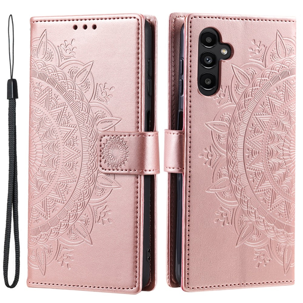 Funda de Cuero Mandala Samsung Galaxy S24 FE oro rosa