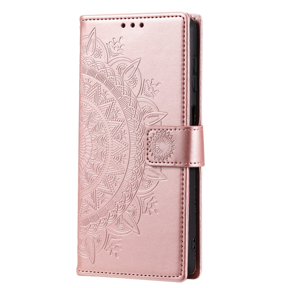 Funda de Cuero Mandala Samsung Galaxy S24 FE oro rosa