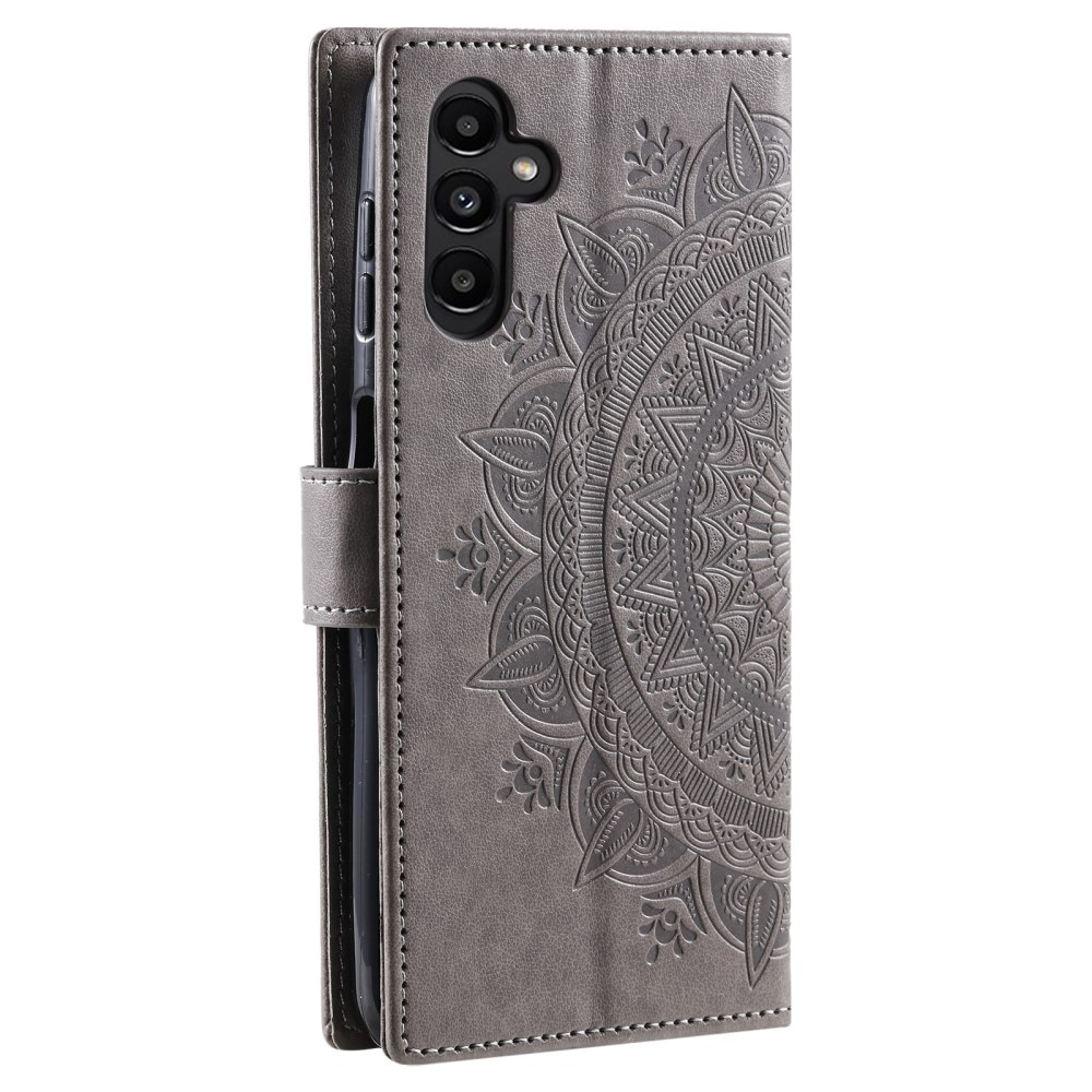 Funda de Cuero Mandala Samsung Galaxy S24 FE gris