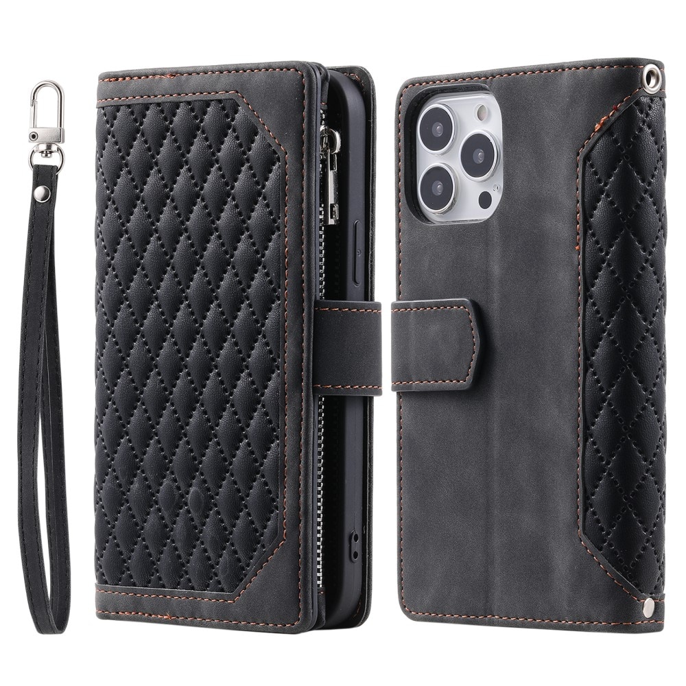 Funda acolchada tipo billetera iPhone 16 Pro Negro