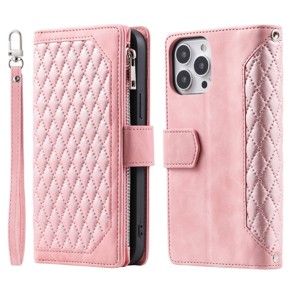 Funda acolchada tipo billetera iPhone 16 Pro Rosa