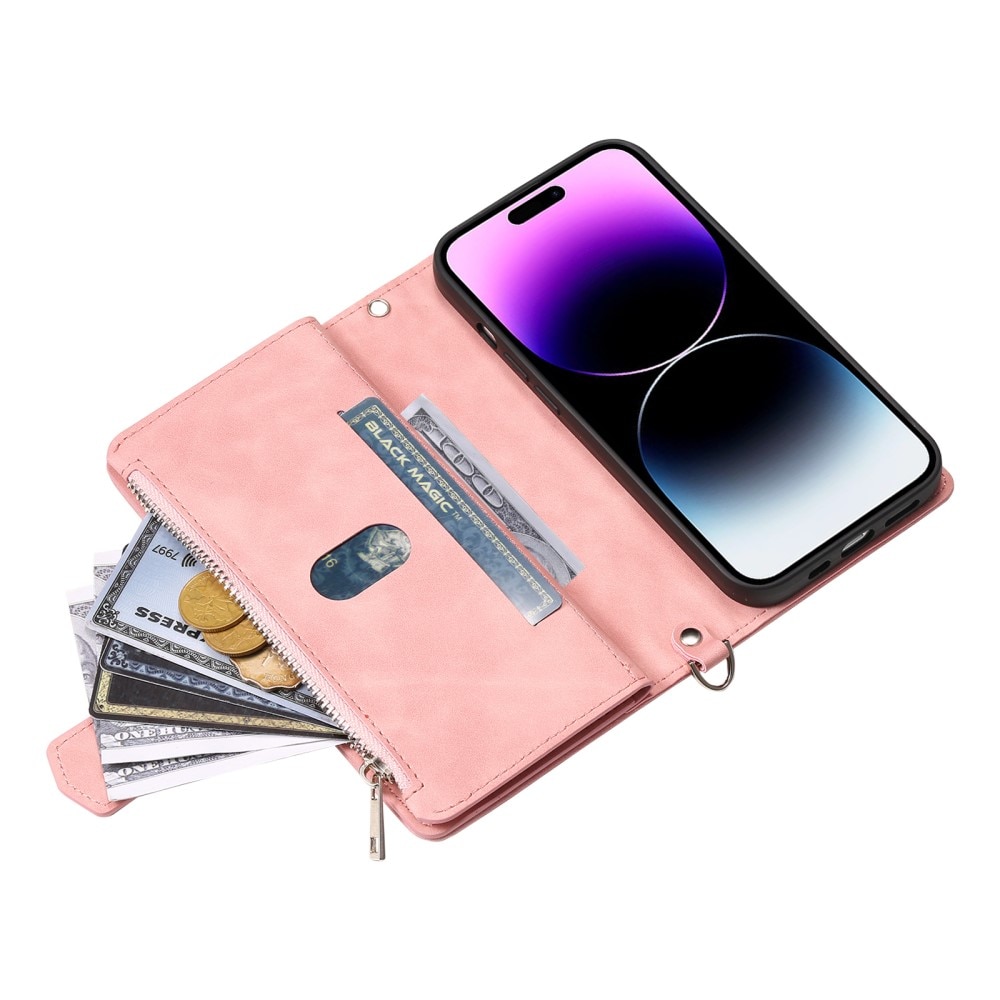 Funda acolchada tipo billetera iPhone 16 Pro Rosa