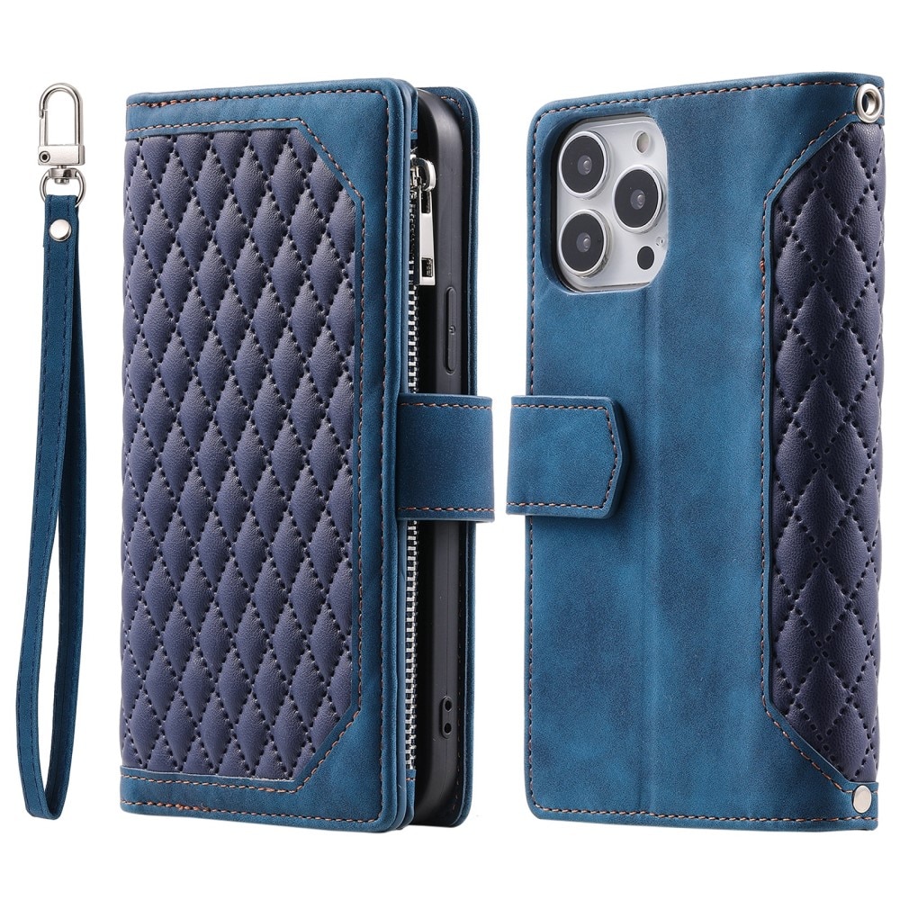 Funda acolchada tipo billetera iPhone 16 Pro Max Azul