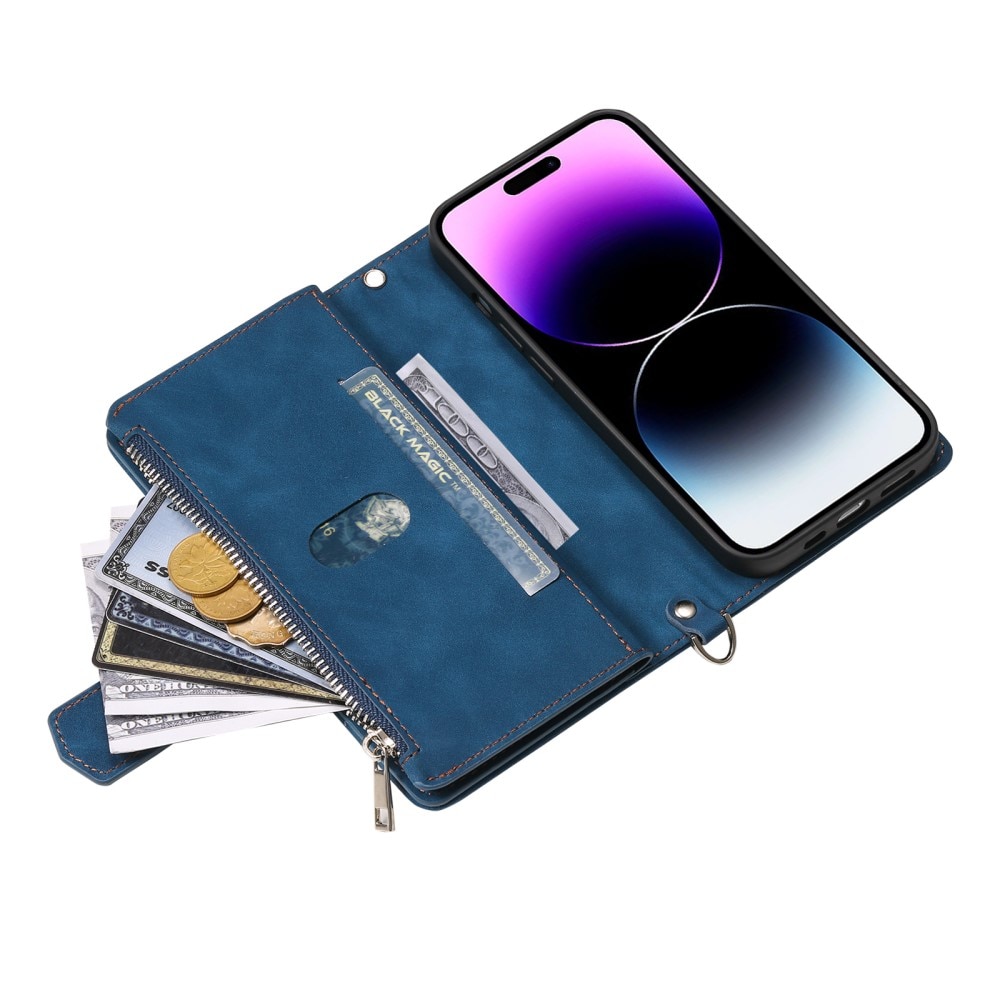 Funda acolchada tipo billetera iPhone 16 Pro Max Azul