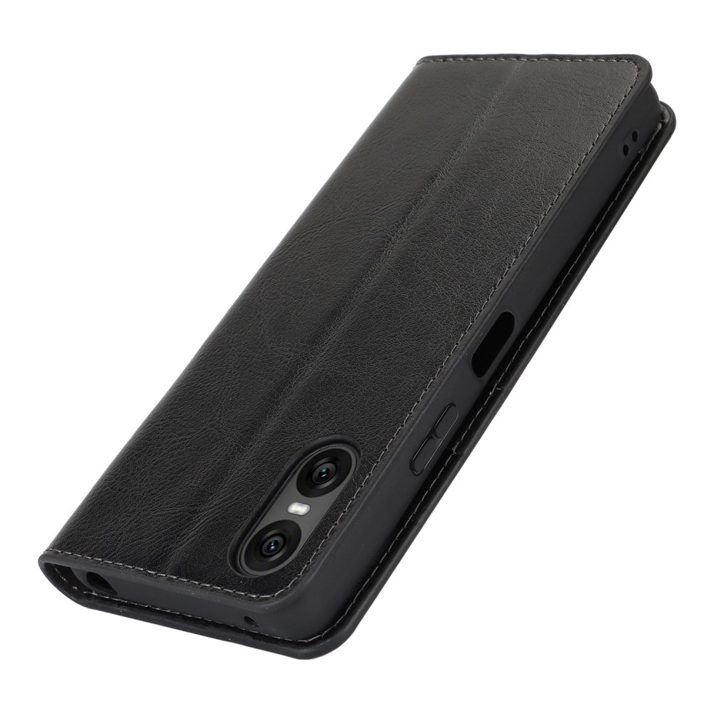 Funda cartera de cuero genuino Sony Xperia 10 VI negro