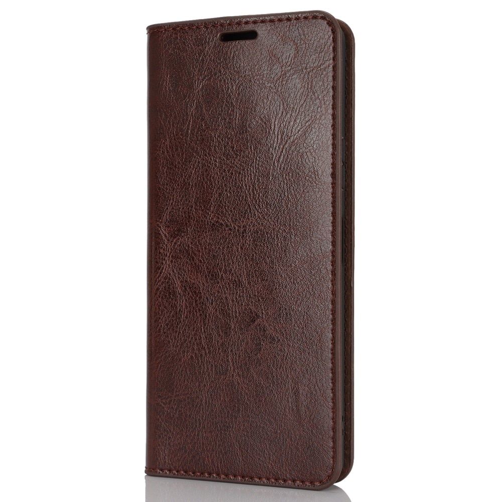 Funda cartera de cuero genuino Sony Xperia 10 VI marrón oscuro