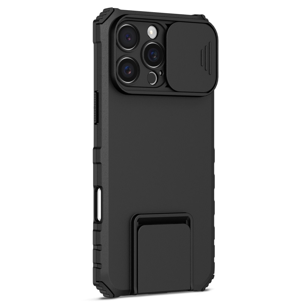 Funda Kickstand con Protector Cámara iPhone 16 Pro Negro