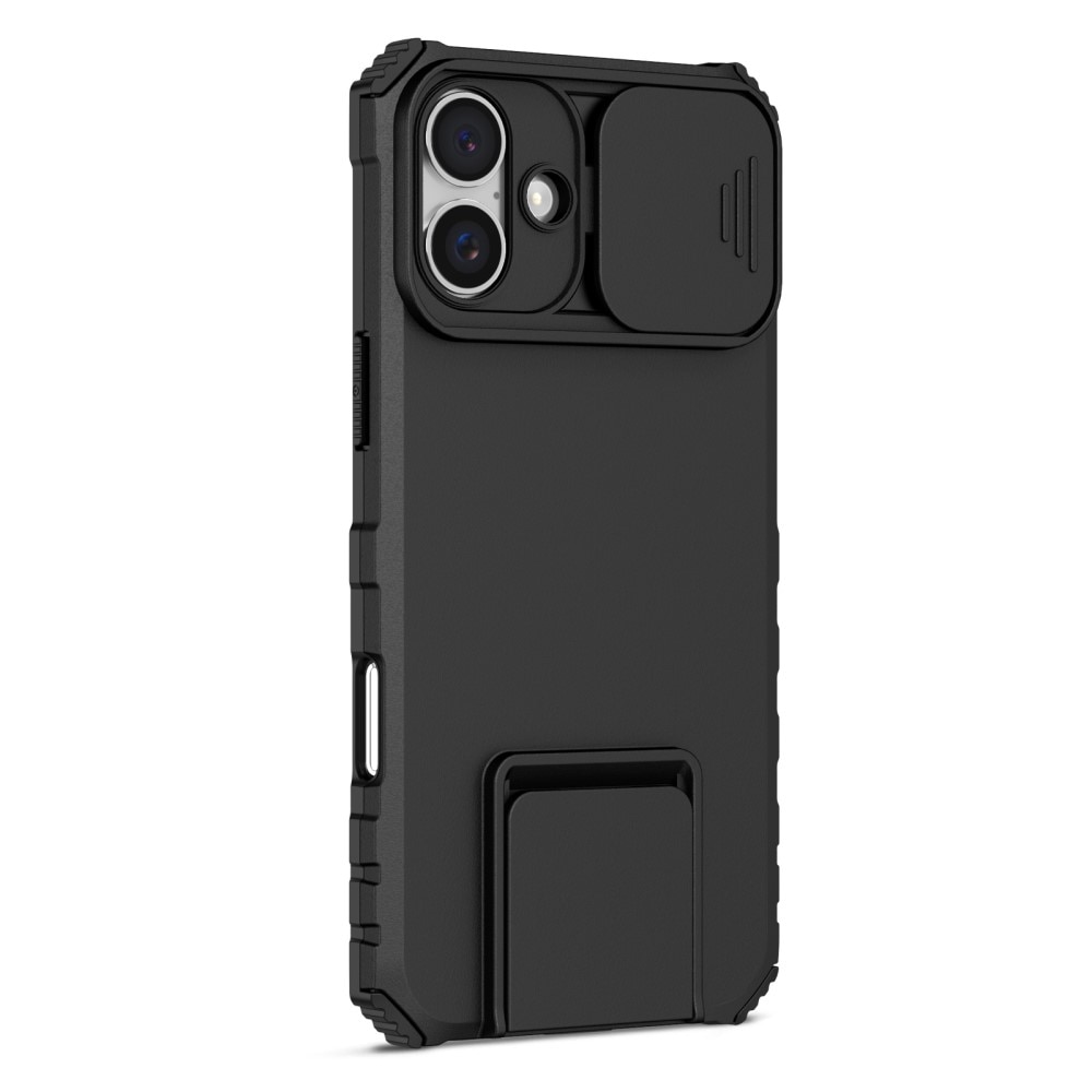 Funda Kickstand con Protector Cámara iPhone 16 Negro