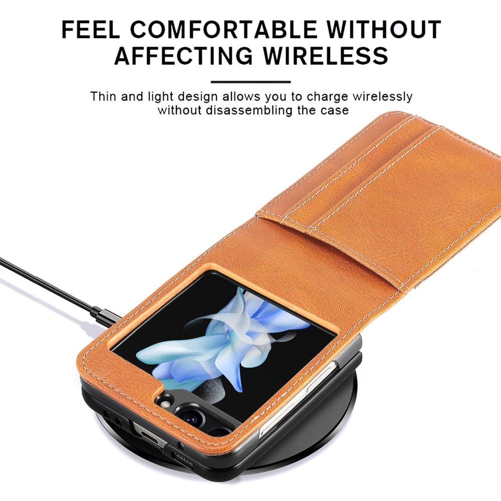 Funda cartera Samsung Galaxy Z Flip 6 coñac