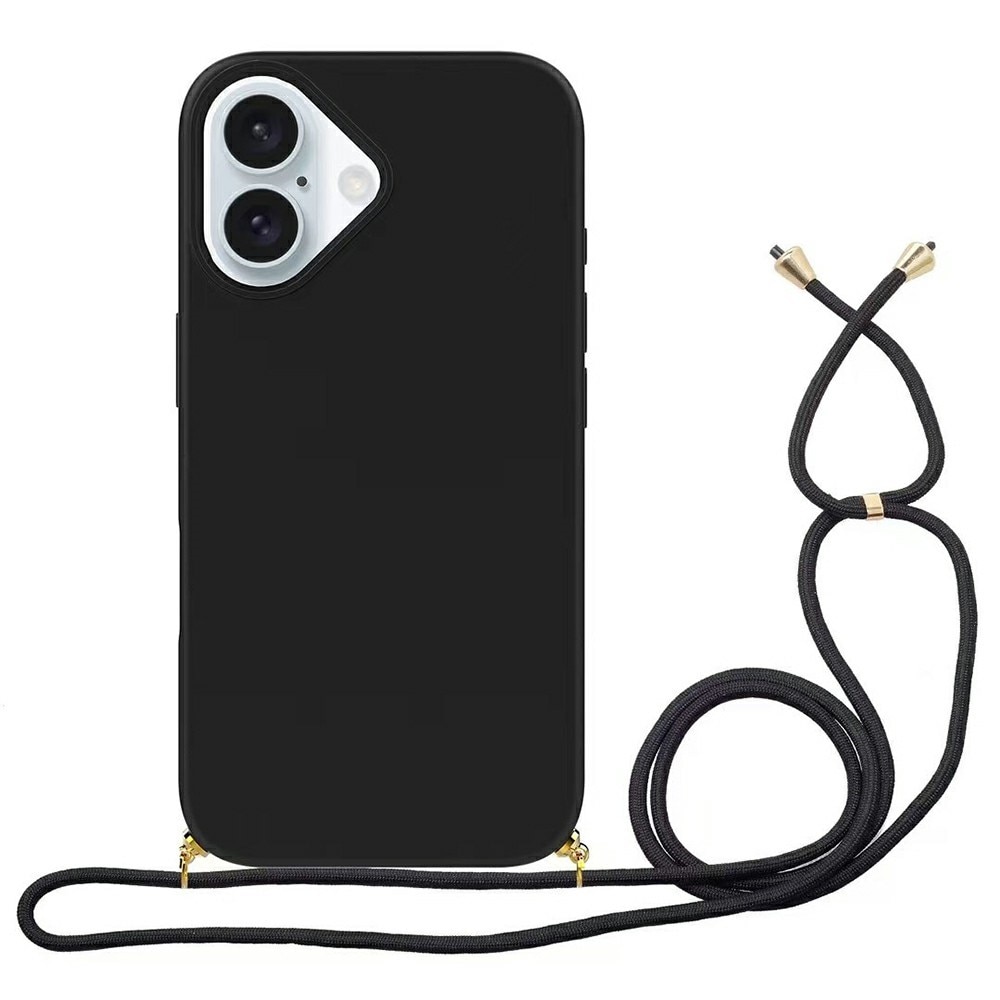 Funda con correa colgante iPhone 16 Plus negro