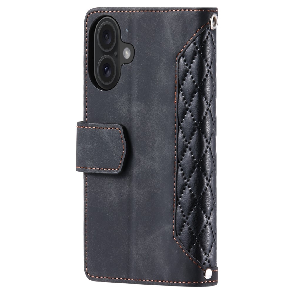 Funda acolchada tipo billetera iPhone 16 Plus Negro