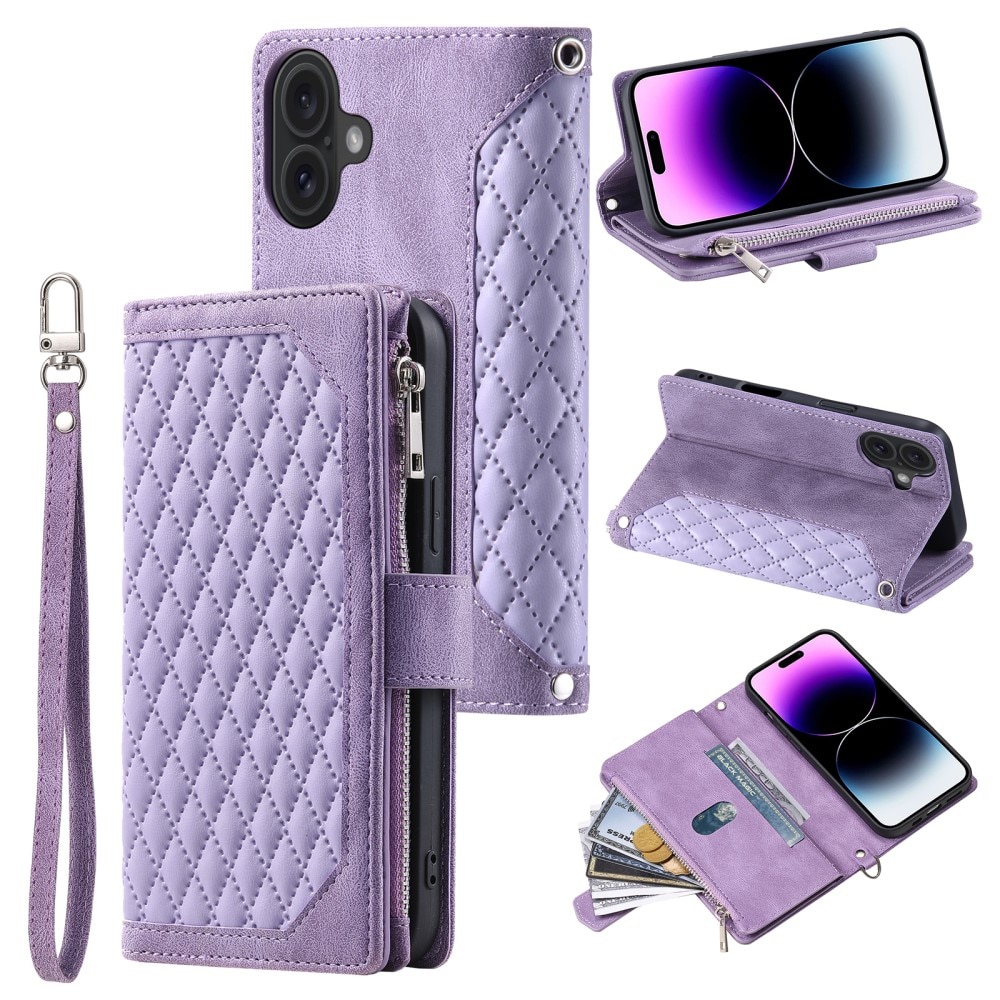 Funda acolchada tipo billetera iPhone 16 Púrpura