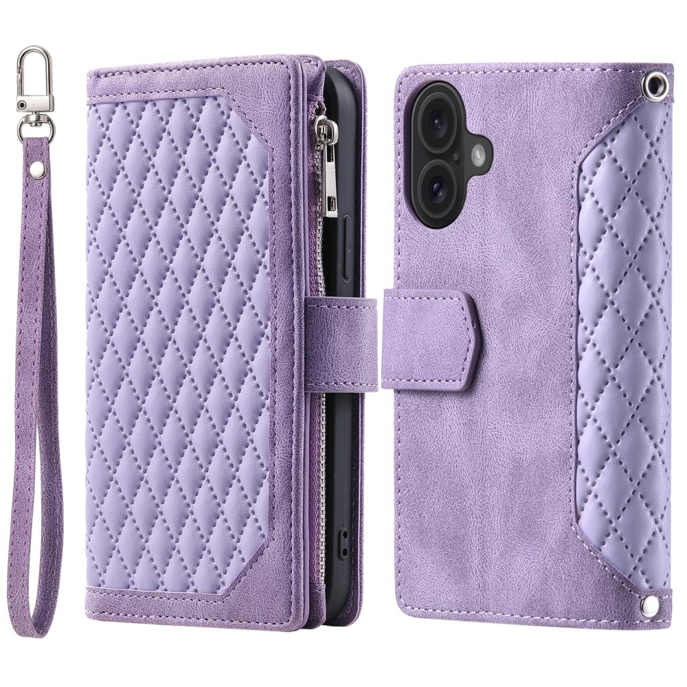 Funda acolchada tipo billetera iPhone 16 Púrpura