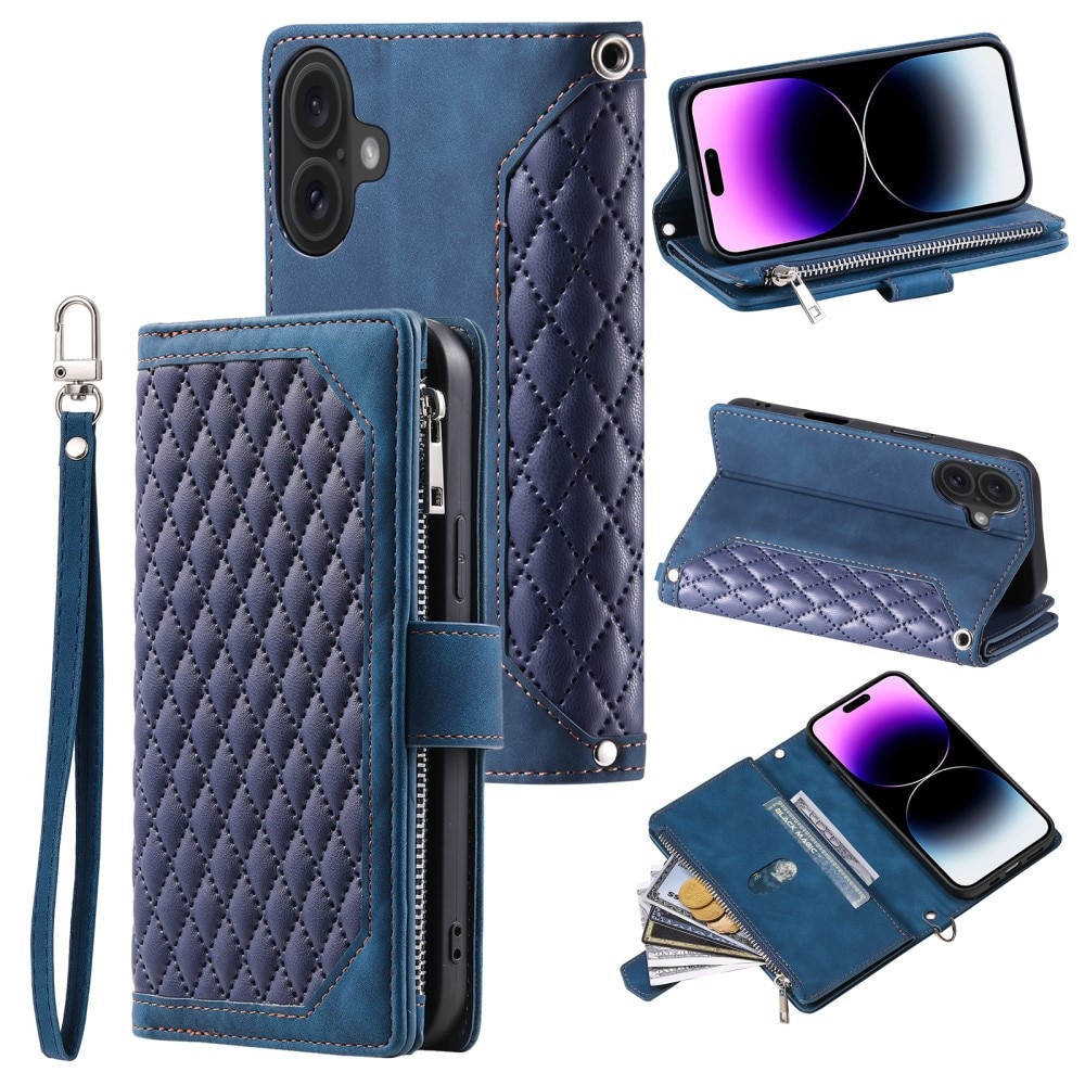 Funda acolchada tipo billetera iPhone 16 Azul