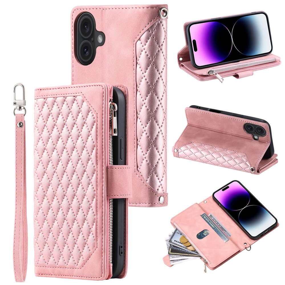 Funda acolchada tipo billetera iPhone 16 Rosa