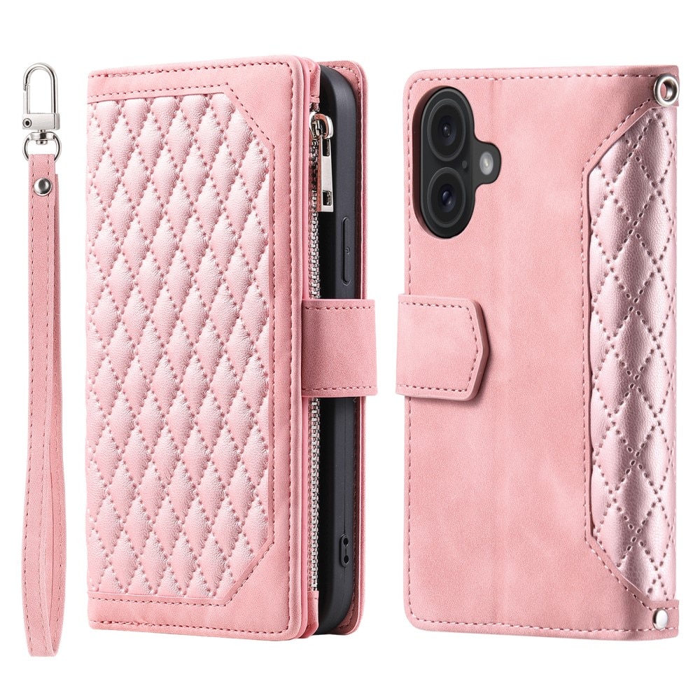 Funda acolchada tipo billetera iPhone 16 Rosa