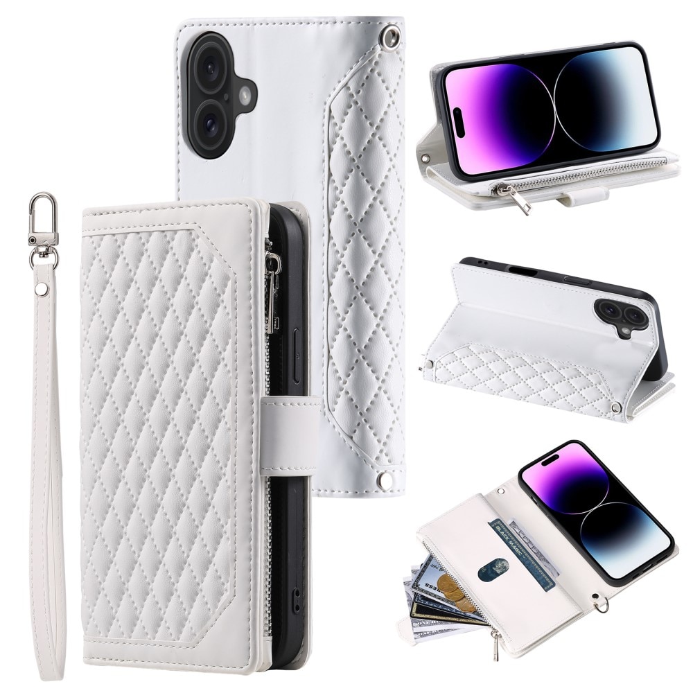 Funda acolchada tipo billetera iPhone 16 Blance