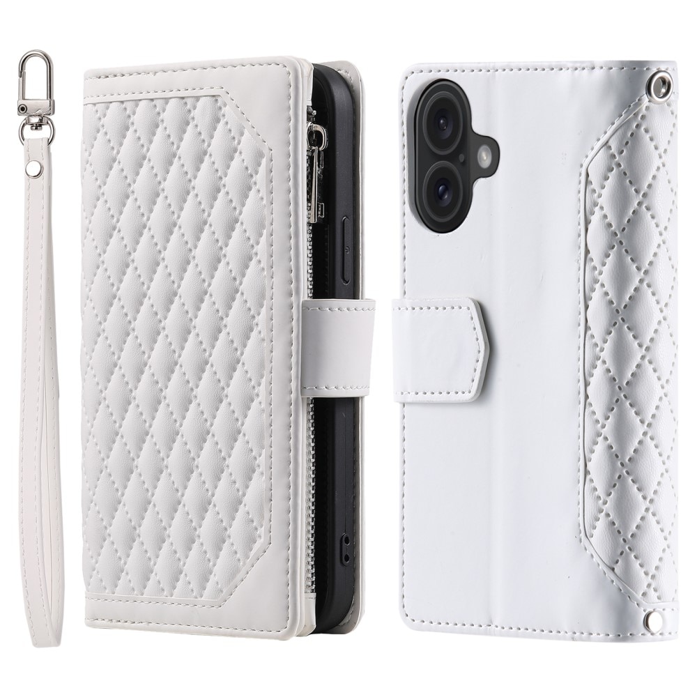 Funda acolchada tipo billetera iPhone 16 Blance