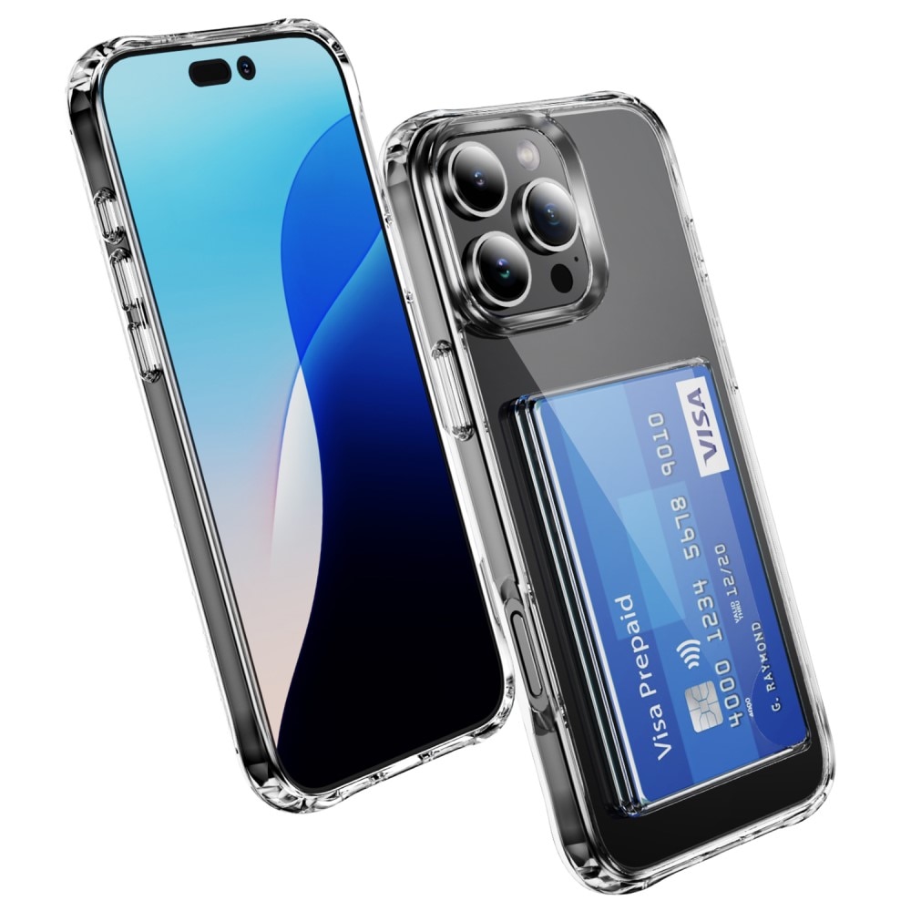 Funda híbrida con ranuras para tarjetas iPhone 16 Pro Transparente