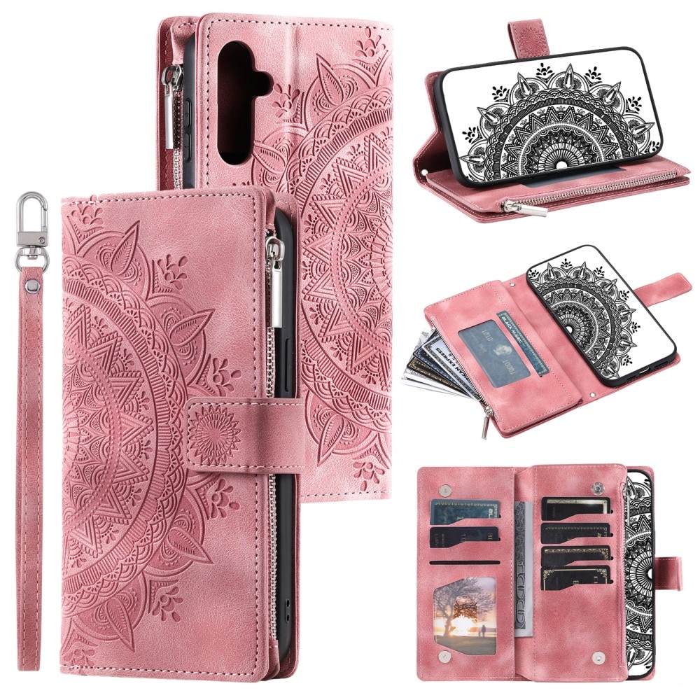 Funda Mandala tipo billetera Samsung Galaxy A16, rosado