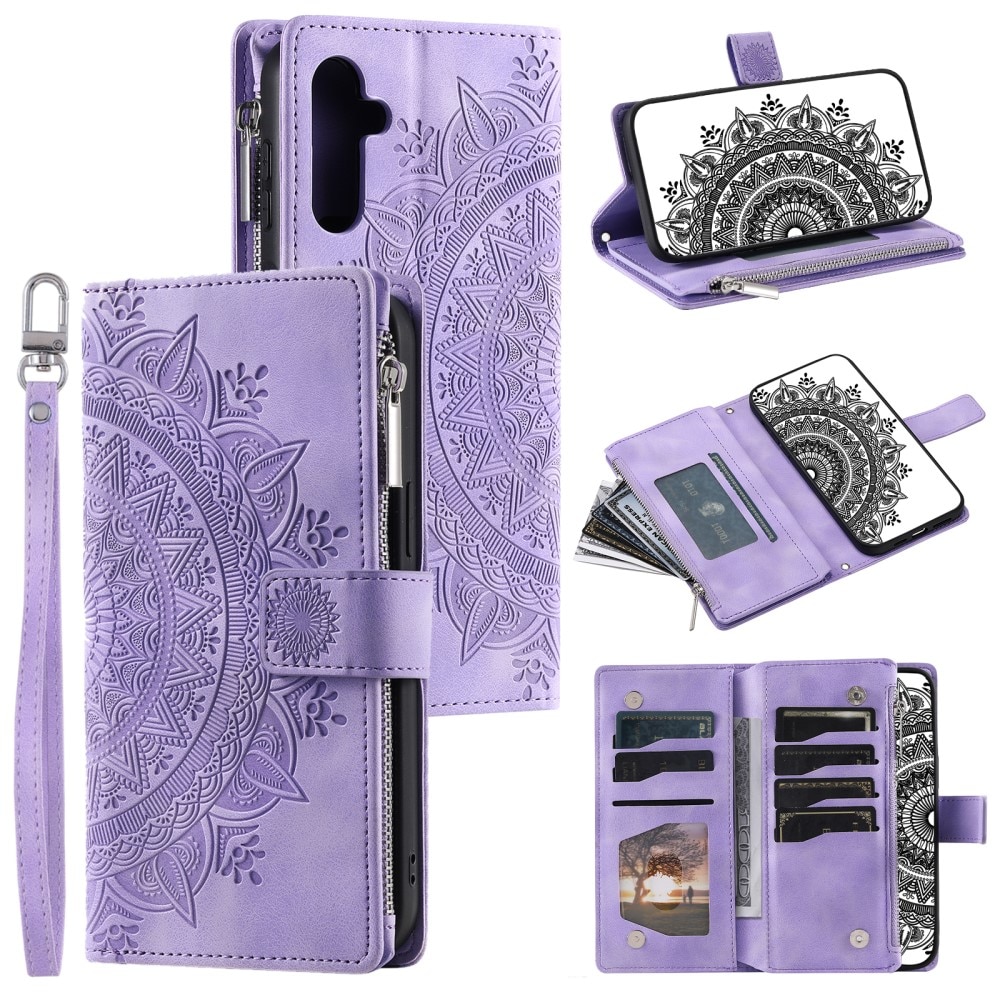 Funda Mandala tipo billetera Samsung Galaxy A16, violeta