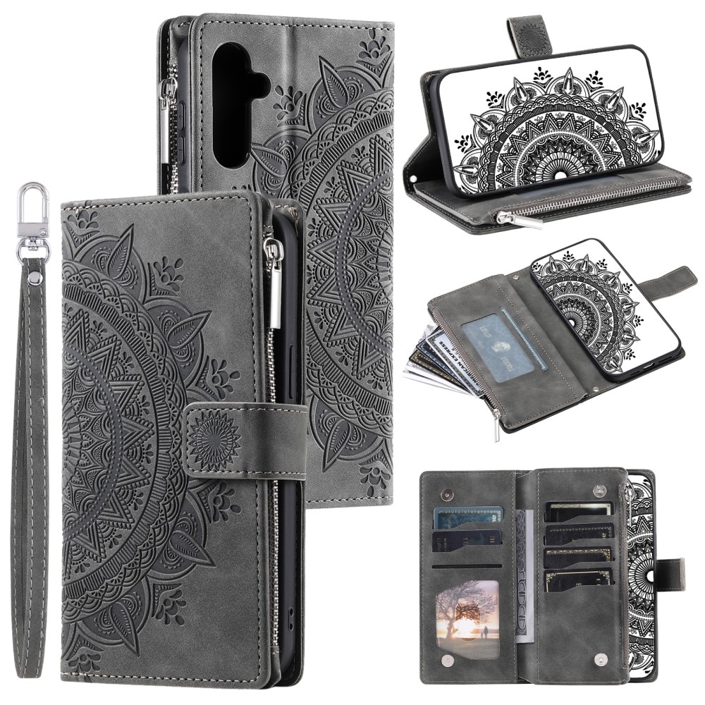 Funda Mandala tipo billetera Samsung Galaxy A16, gris