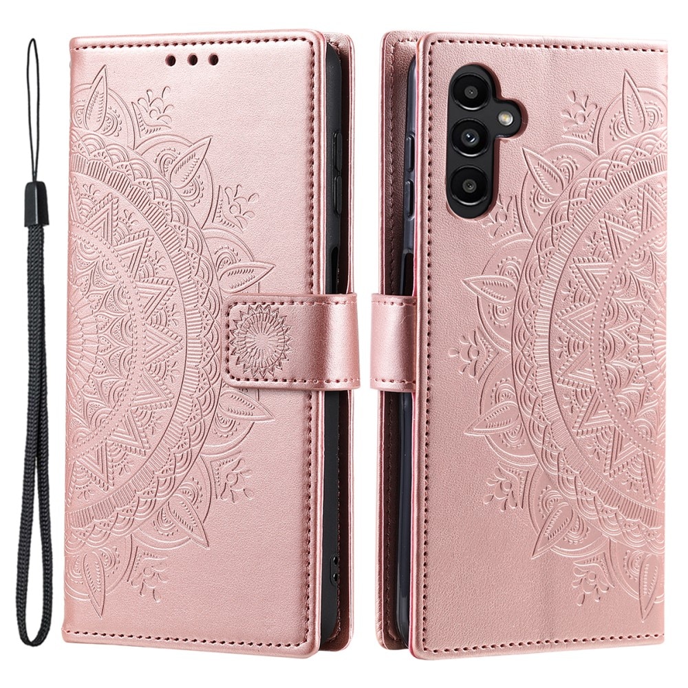 Funda de Cuero Mandala Samsung Galaxy A16 oro rosa