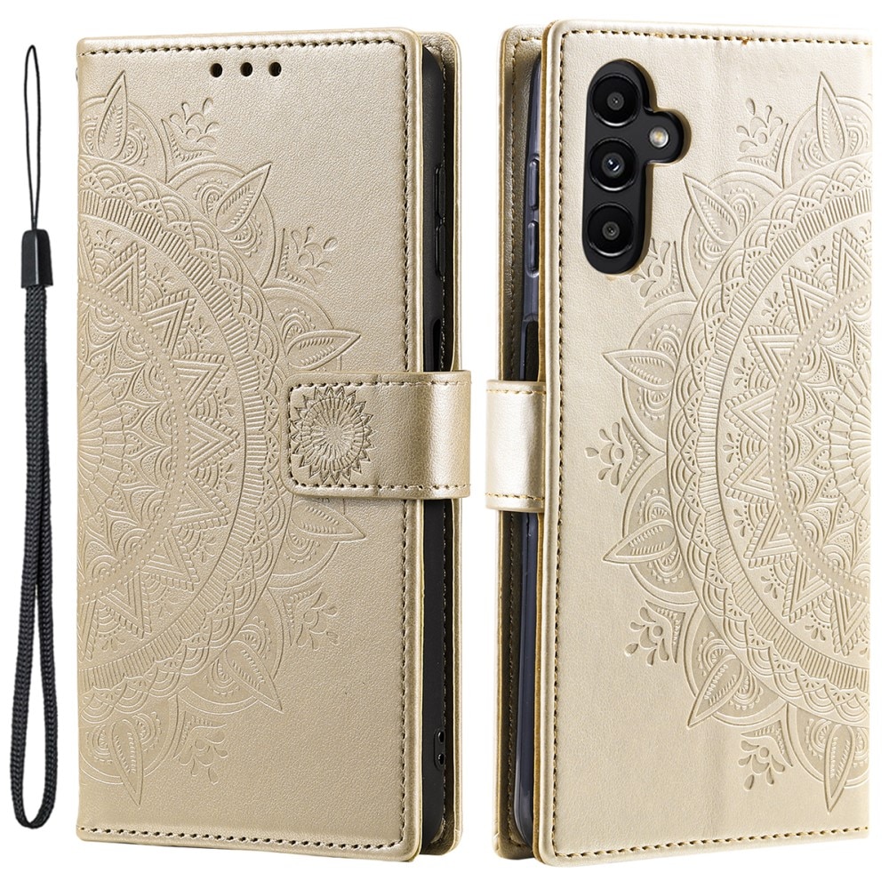 Funda de Cuero Mandala Samsung Galaxy A16 oro