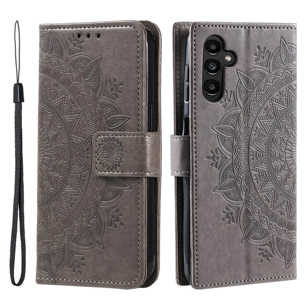 Funda de Cuero Mandala Samsung Galaxy A16 gris