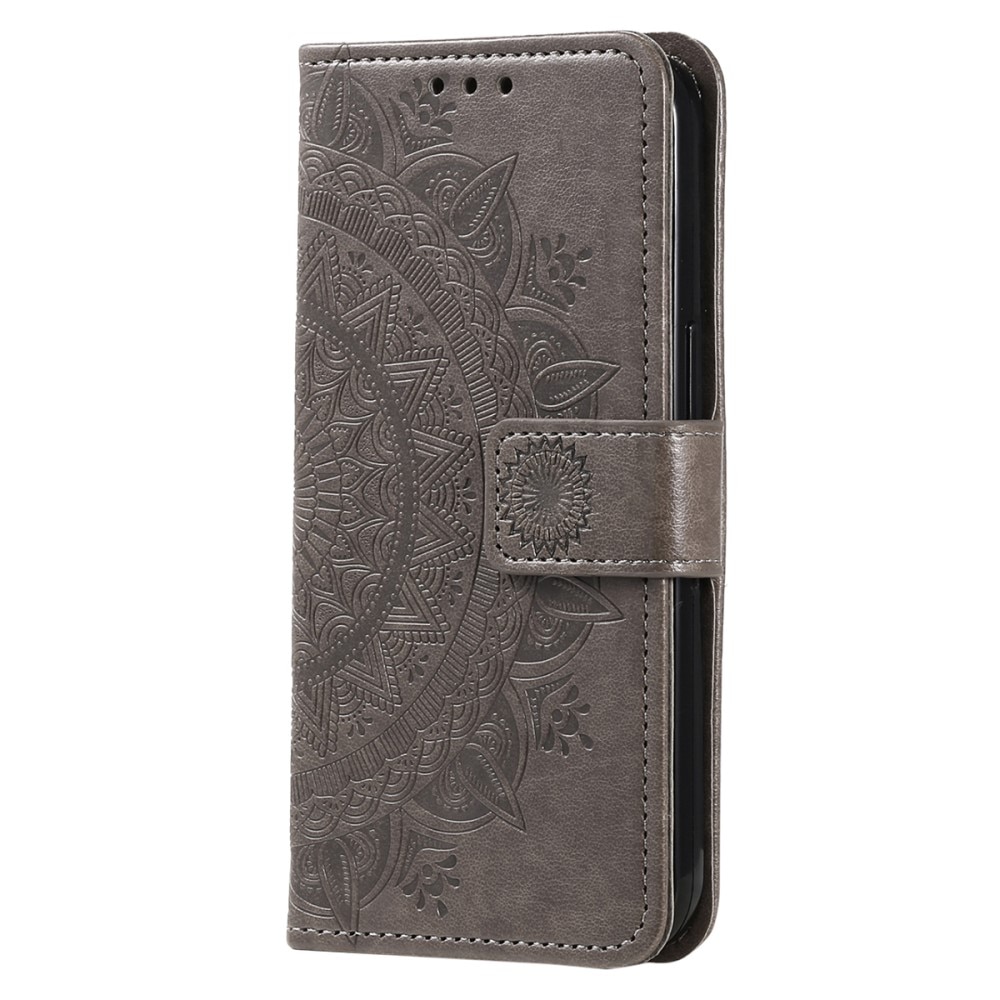 Funda de Cuero Mandala Samsung Galaxy A16 gris