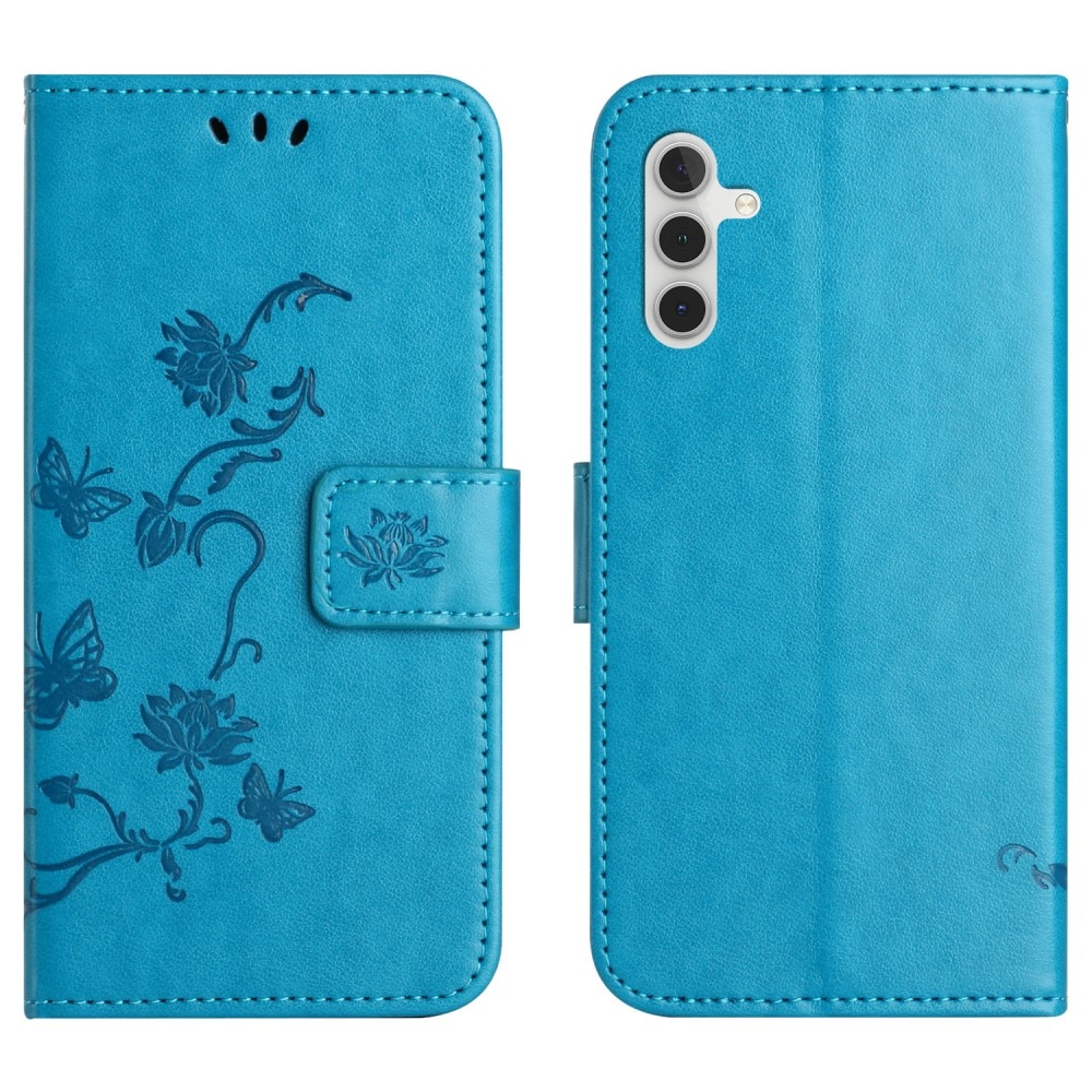 Funda de Cuero con Mariposas Samsung Galaxy A16, azul