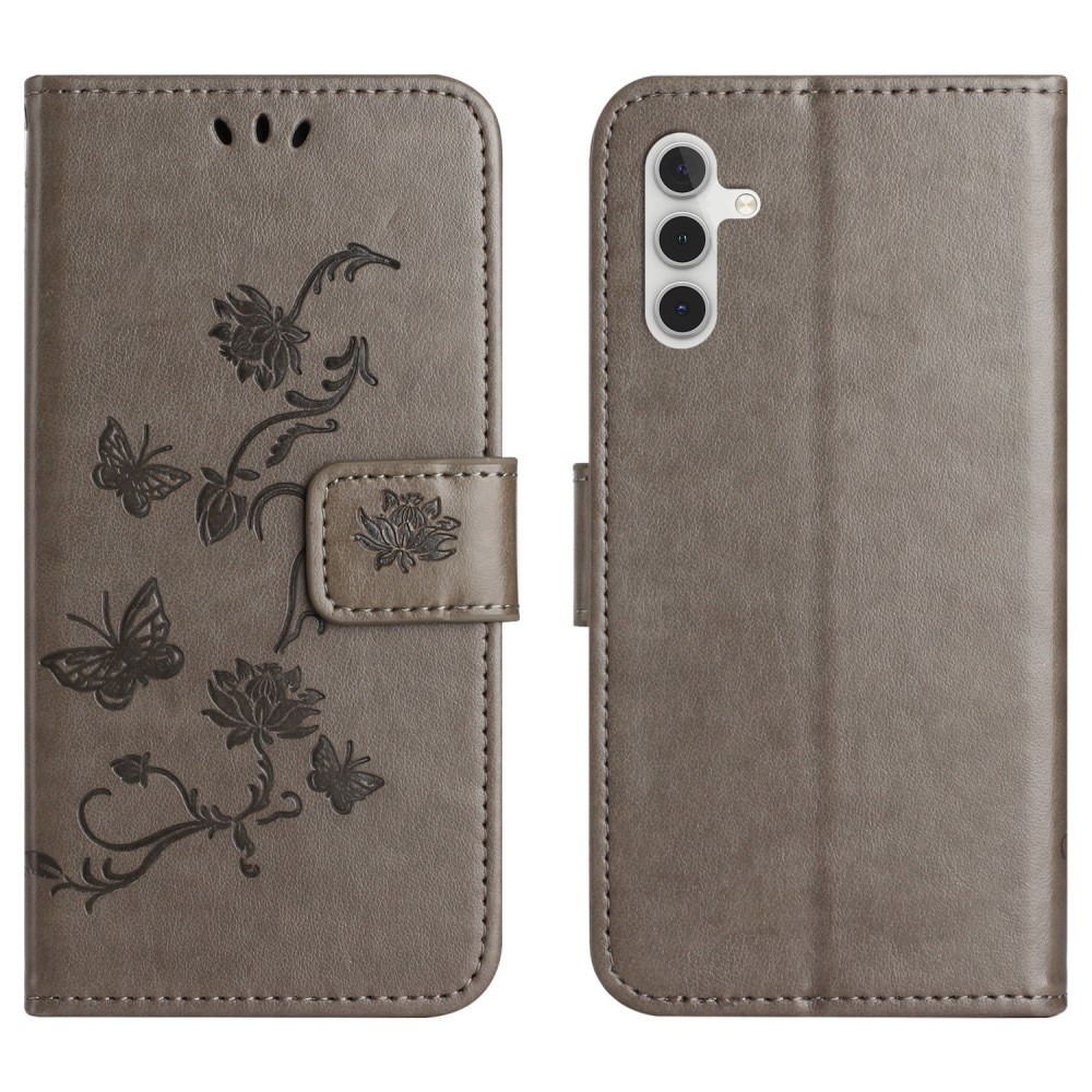 Funda de Cuero con Mariposas Samsung Galaxy A16, gris