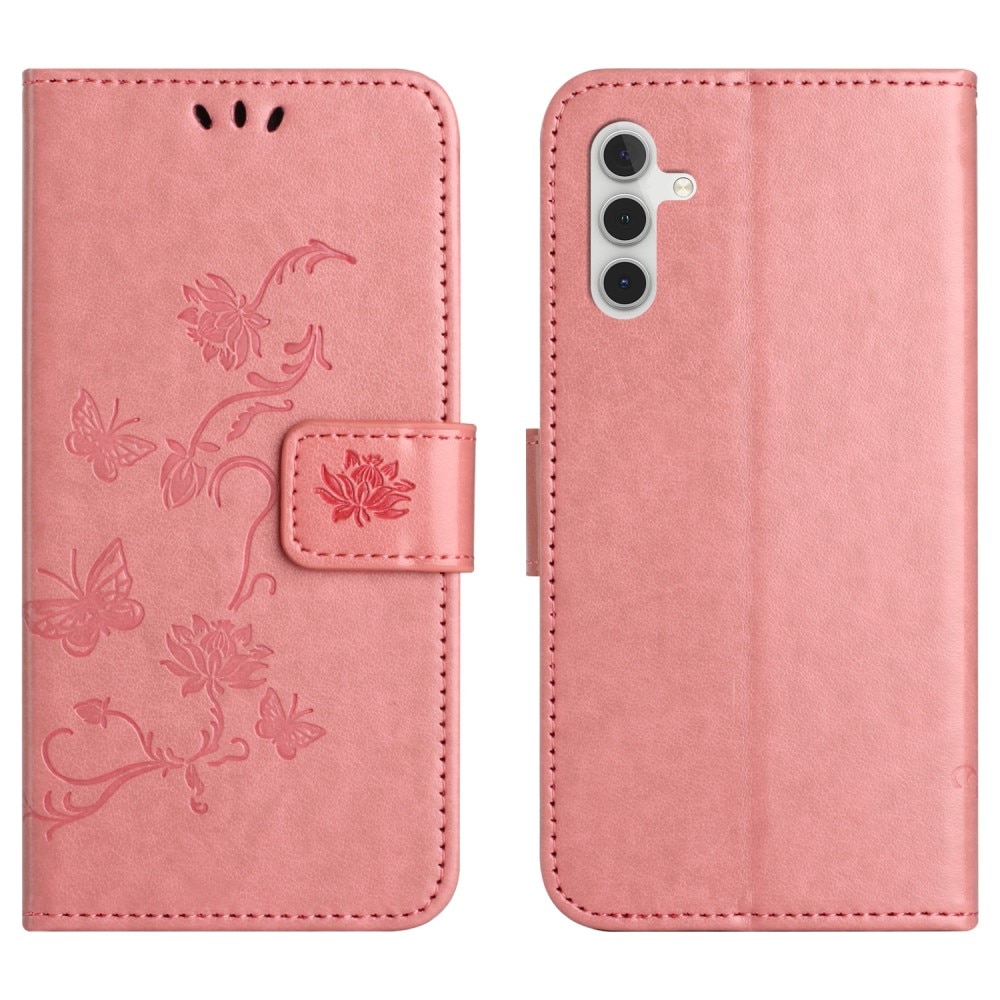 Funda de Cuero con Mariposas Samsung Galaxy A16, rosado