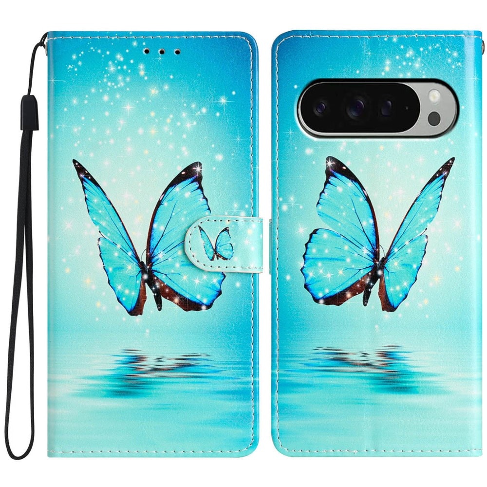 Funda cartera Google Pixel 9 Pro mariposas azules