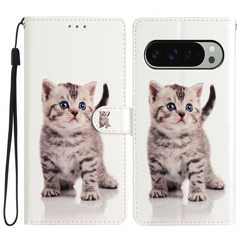 Funda cartera Google Pixel 9 gatito