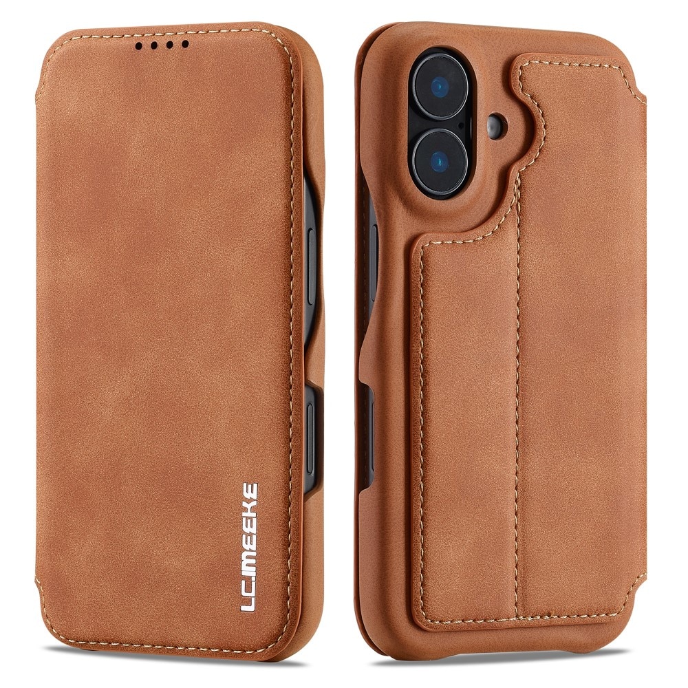 Funda delgada con solapa iPhone 16 coñac