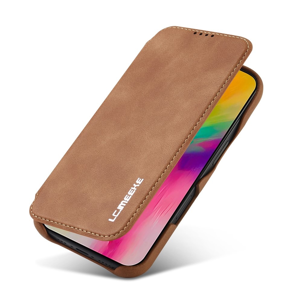 Funda delgada con solapa iPhone 16 coñac