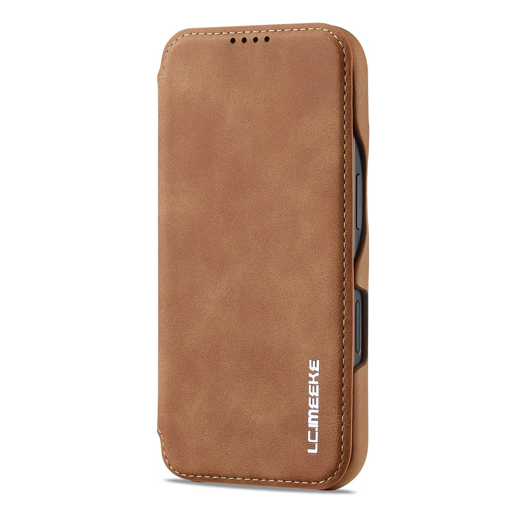 Funda delgada con solapa iPhone 16 coñac