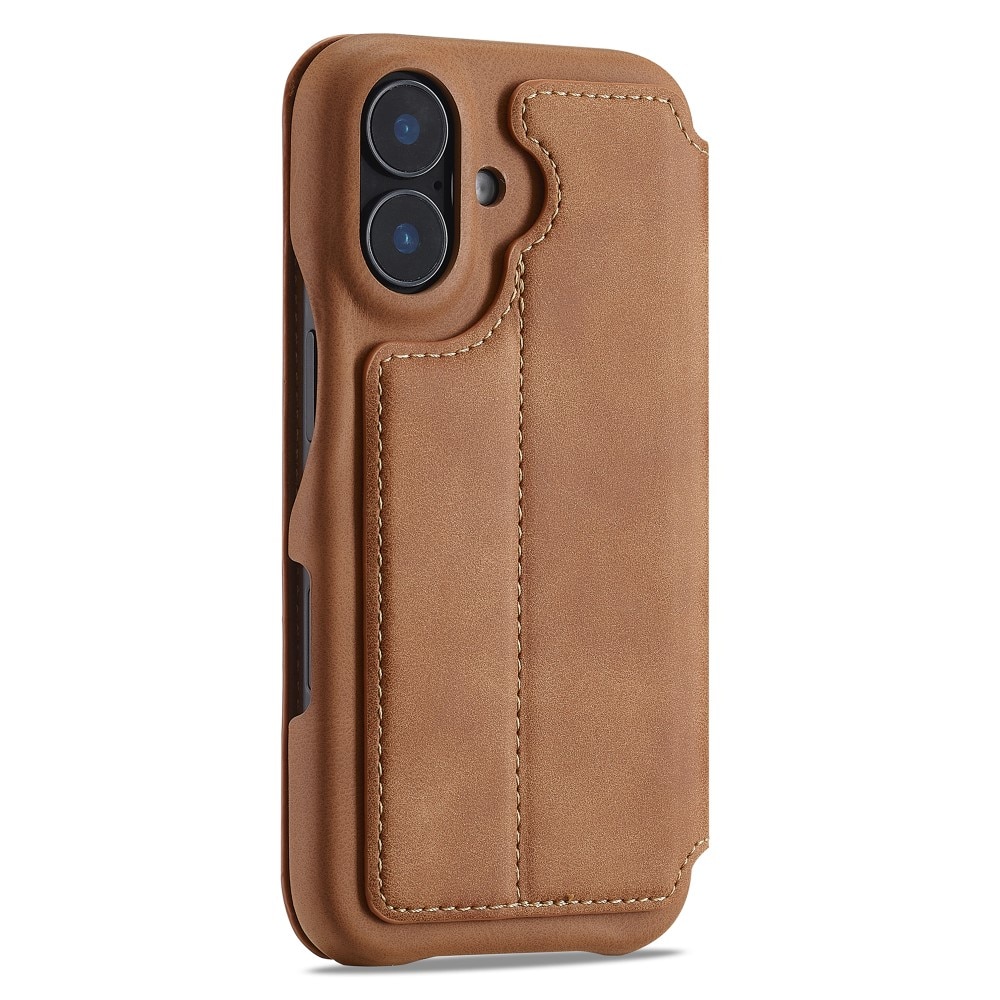 Funda delgada con solapa iPhone 16 coñac