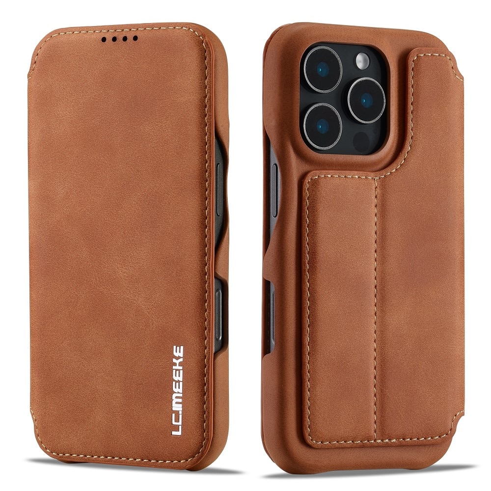 Funda delgada con solapa iPhone 16 Pro coñac