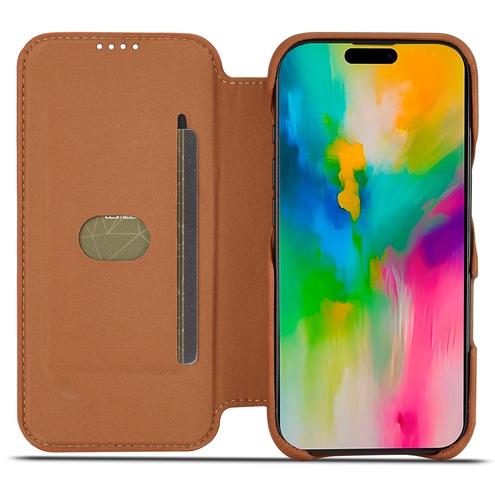 Funda delgada con solapa iPhone 16 Pro coñac