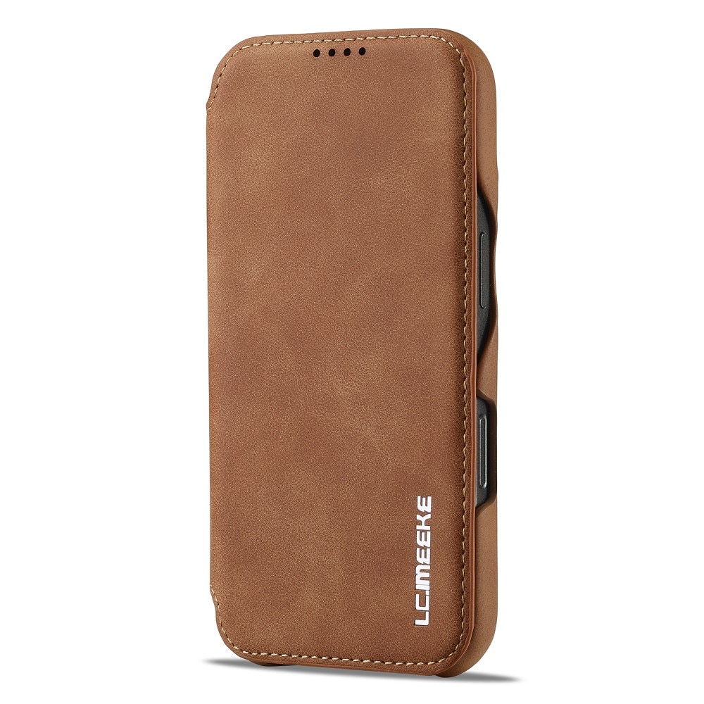 Funda delgada con solapa iPhone 16 Pro coñac