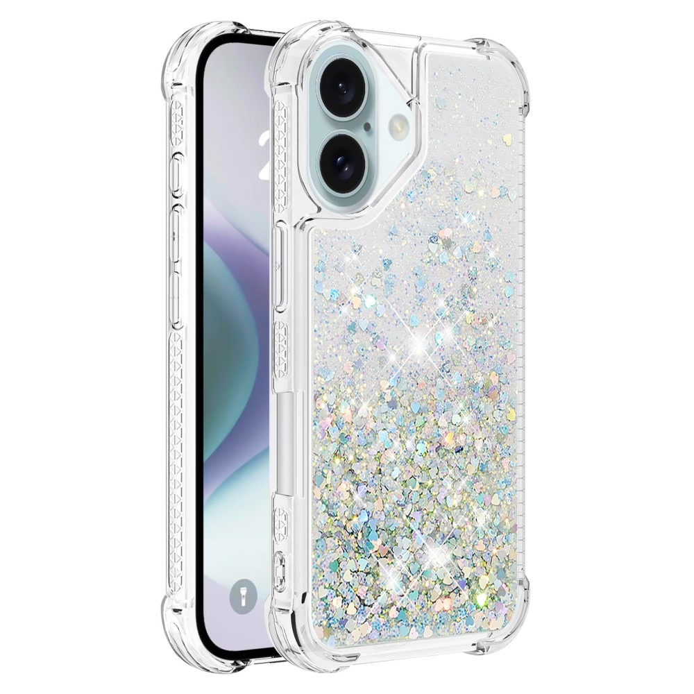 Funda Glitter Powder TPU iPhone 16 plata