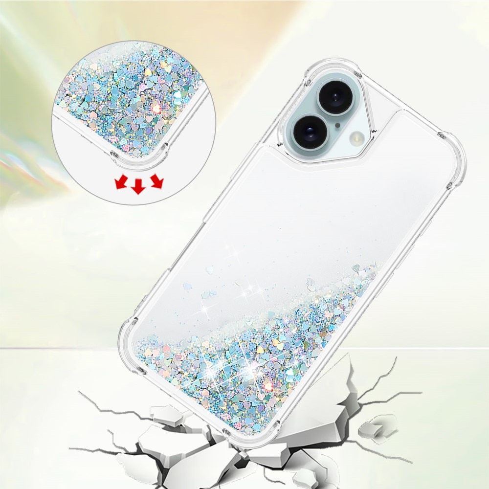 Funda Glitter Powder TPU iPhone 16 plata