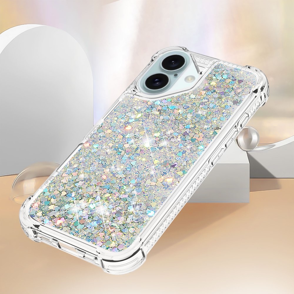 Funda Glitter Powder TPU iPhone 16 plata