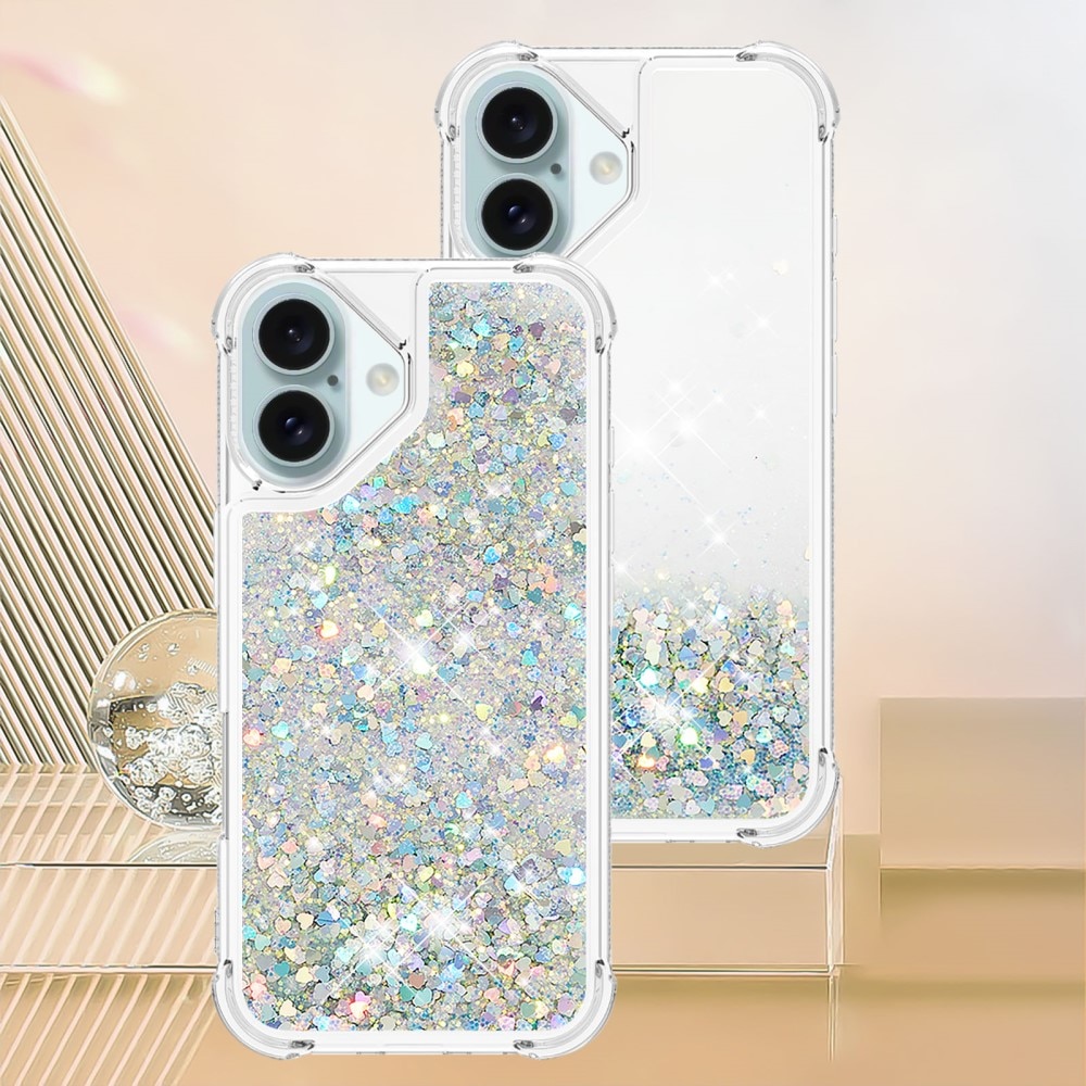 Funda Glitter Powder TPU iPhone 16 plata