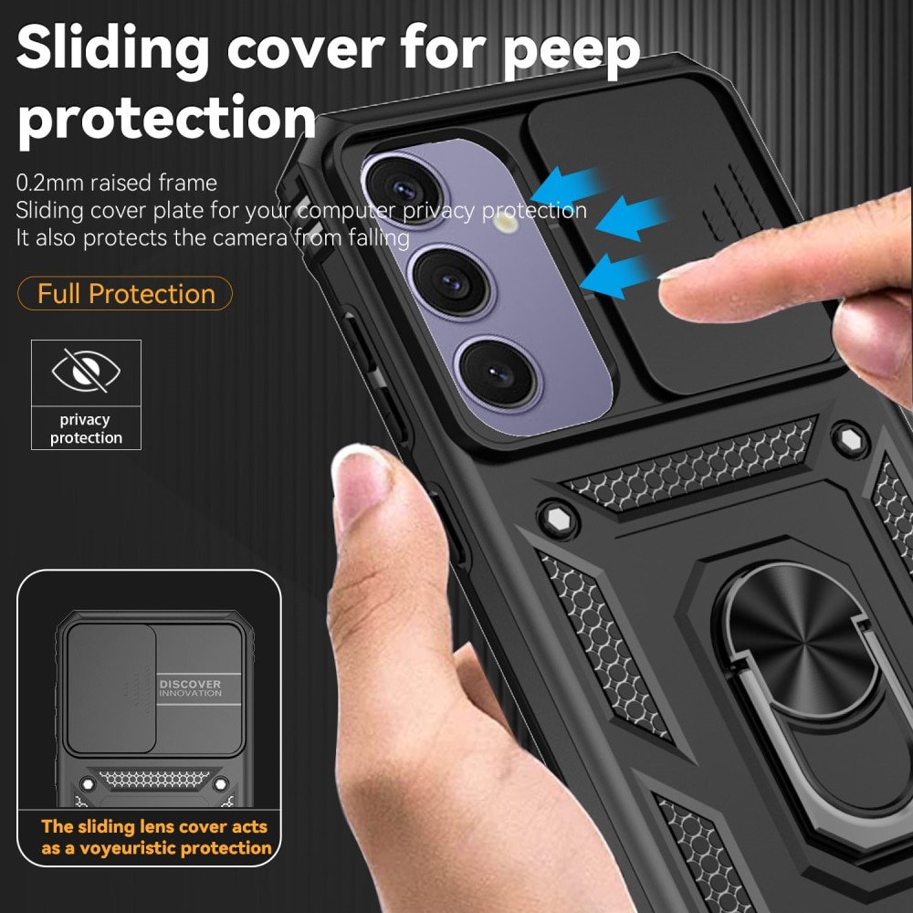 Funda híbrida Ring y Protector Cámara Samsung Galaxy S24 FE Negro