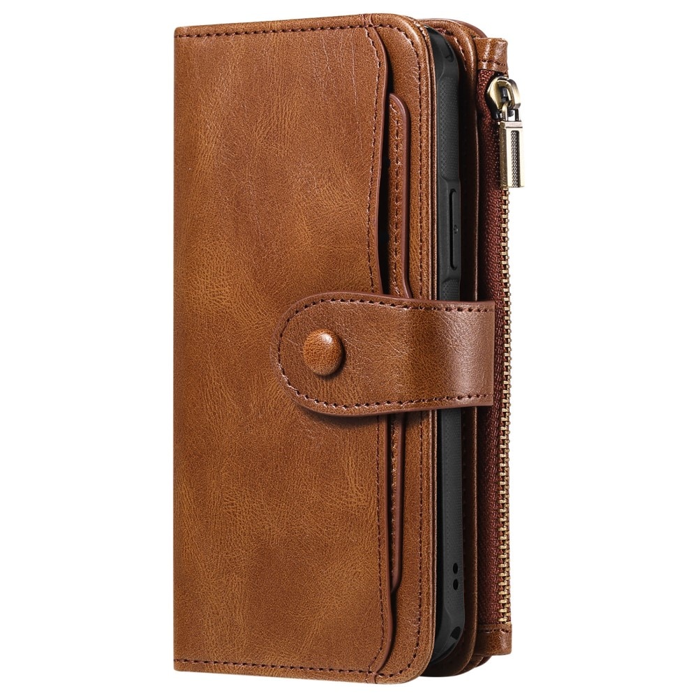 Magnet Leather Multi Wallet iPhone 16 Pro marrón