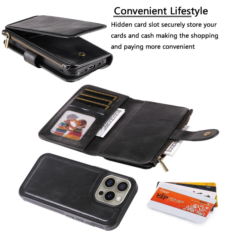 Magnet Leather Multi Wallet iPhone 16 Pro negro