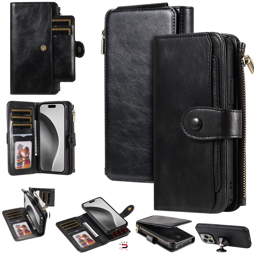 Magnet Leather Multi Wallet iPhone 16 Pro negro